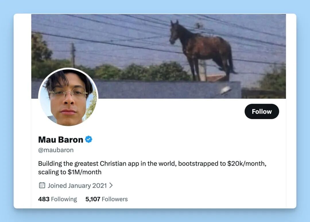 创始人Mau Baron在X平台的主页截图