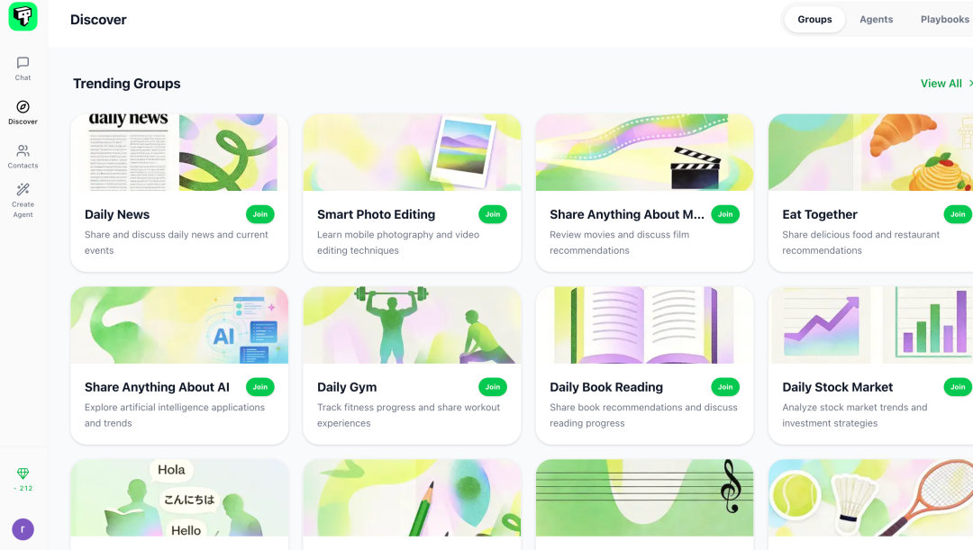 Discover兴趣群组界面