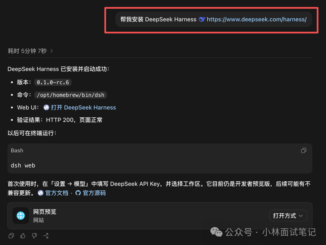 DeepSeek Harness 安装完成向导