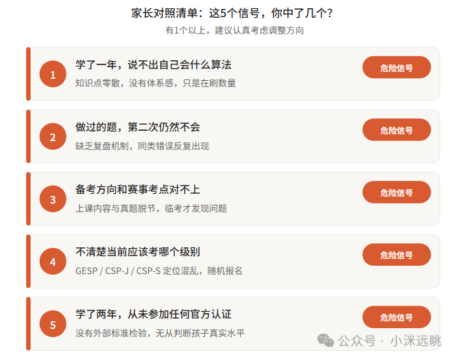 信息学竞赛学习路径家长自测危险信号清单