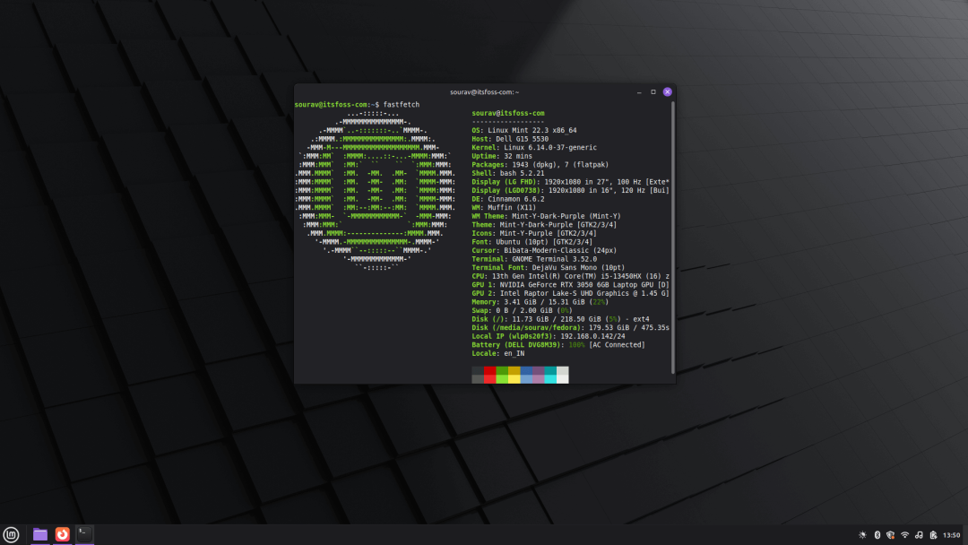 Linux Mint 22.3 在真实硬件上的系统信息展示