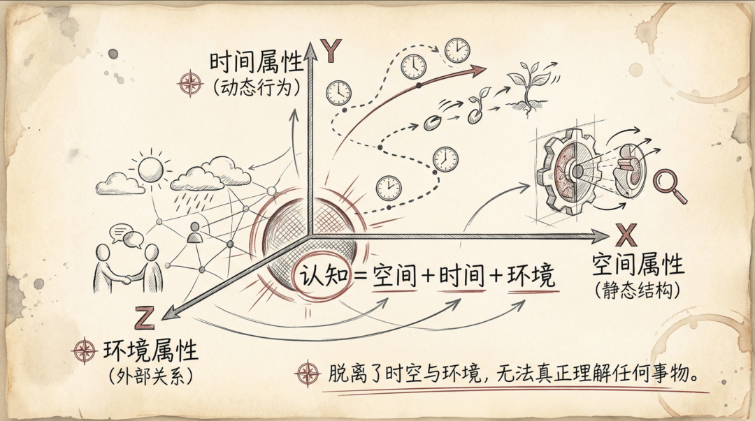 由空间、时间、环境构成的认知坐标系图