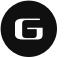 黑色背景深灰圆形区域内的白色粗体大写字母G标志