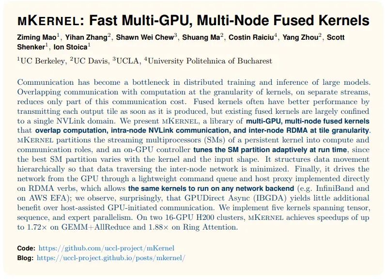 mKernel 论文摘要:多 GPU 多节点融合内核