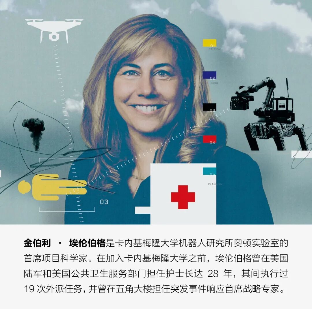 DARPA分诊挑战赛团队成员金伯利·埃伦伯格与相关技术图标