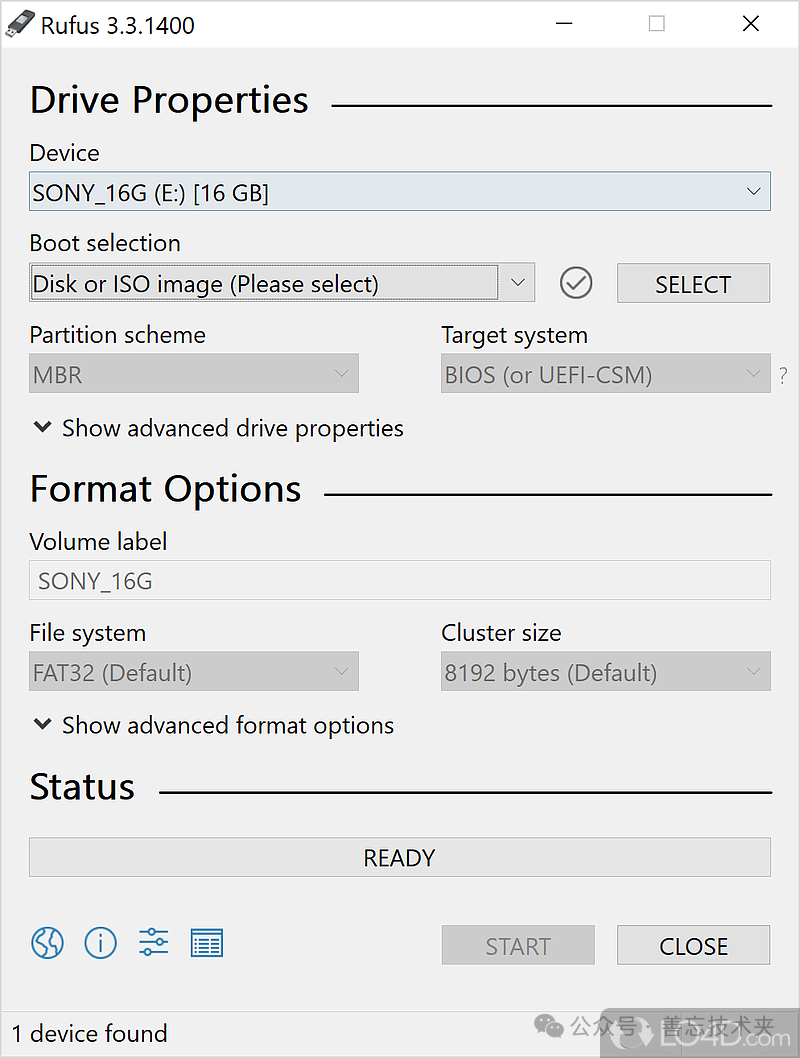 Rufus 3.3.1400软件主界面