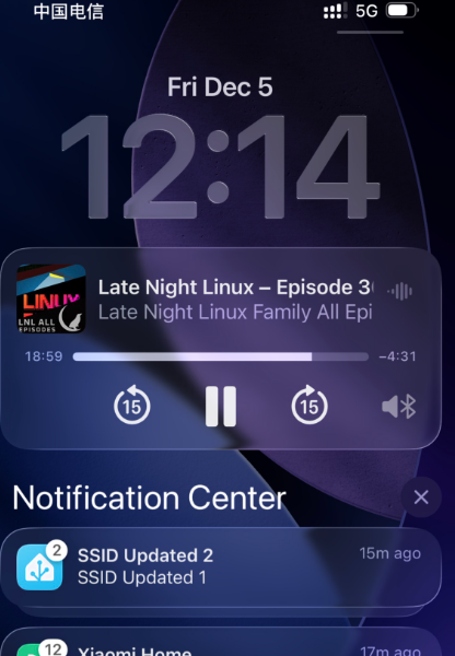 手机锁屏通知示例