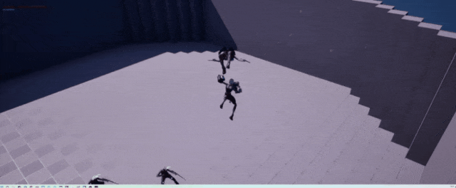 GIF动图展示角色在阶梯平台上的战斗连招