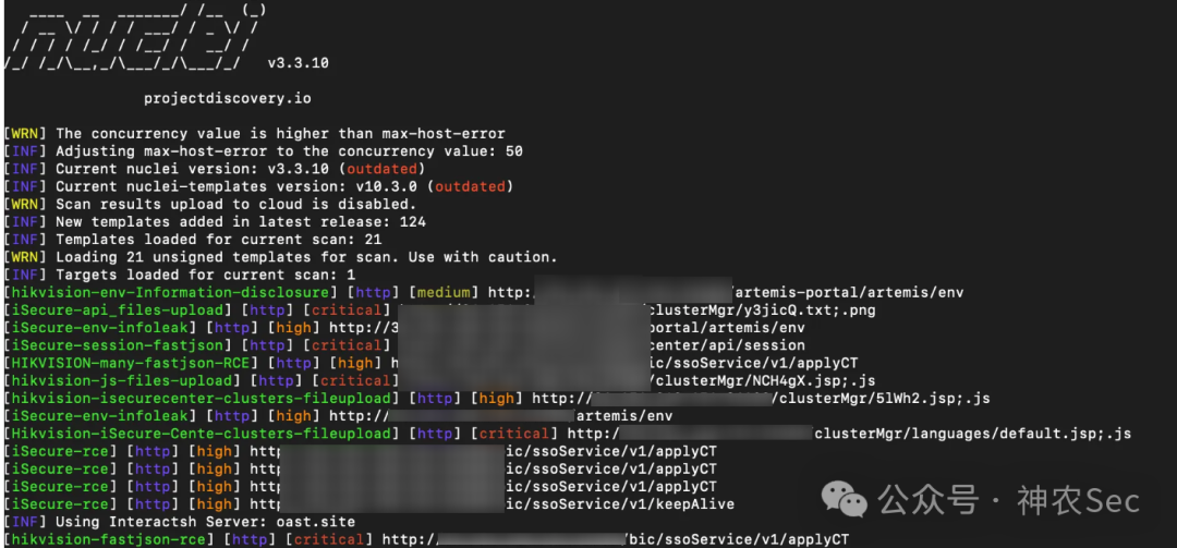 nuclei漏洞扫描结果展示