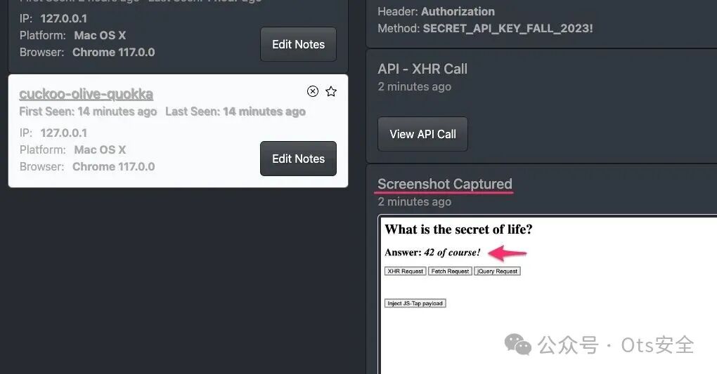 延迟捕获的截图,显示Monkeypatch Lab应用的页面上已经展示了答案42 of course。
