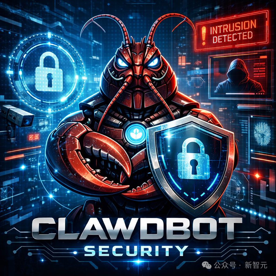 警示Clawdbot安全风险的创意配图