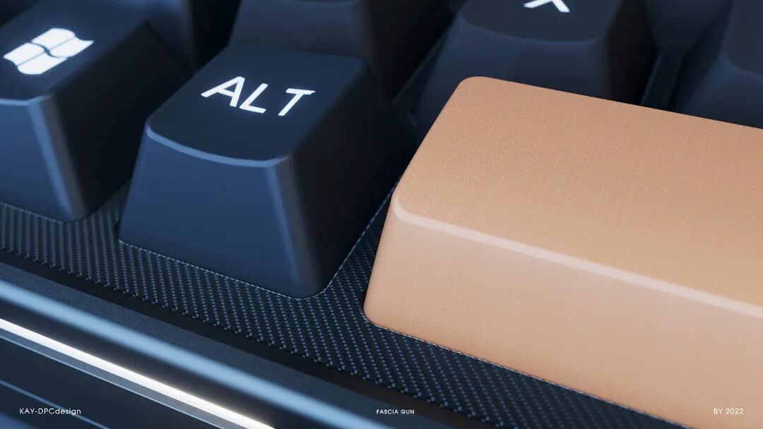 ALT键帽与碳纤维纹理底座特写