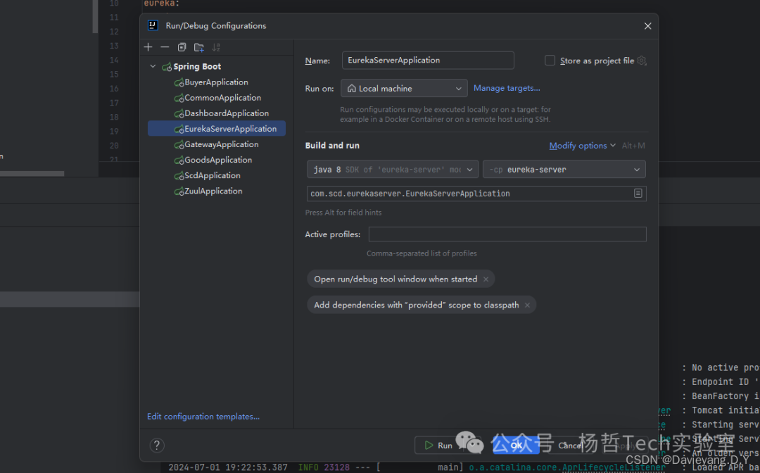 Eureka Server运行配置截图