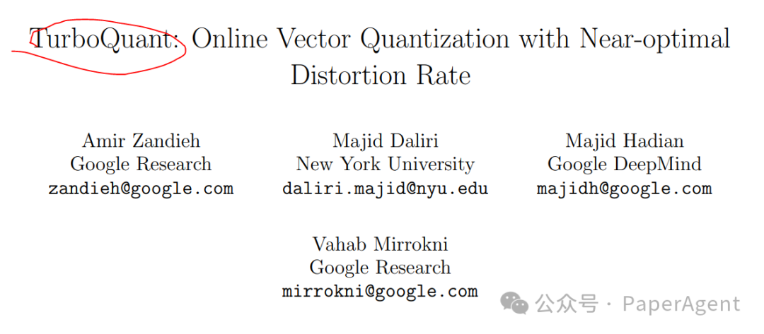 TurboQuant论文标题页