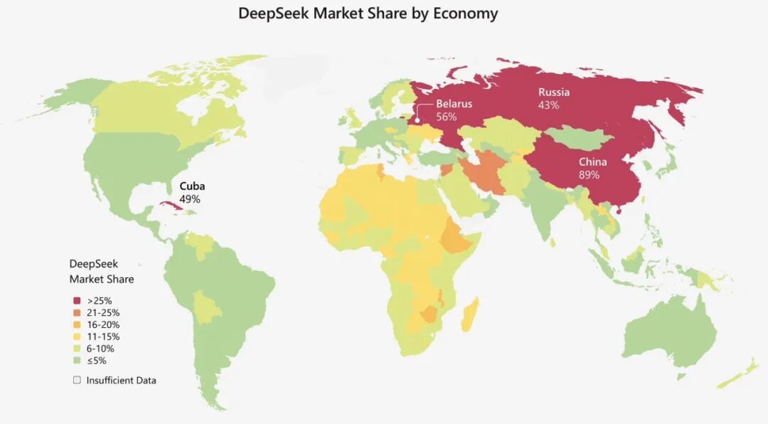 DeepSeek全球市场份额地图