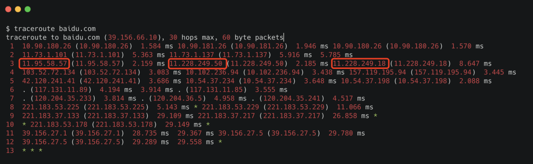 traceroute显示ECMP
