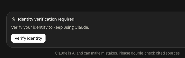 Claude 触发的 KYC 身份验证弹窗