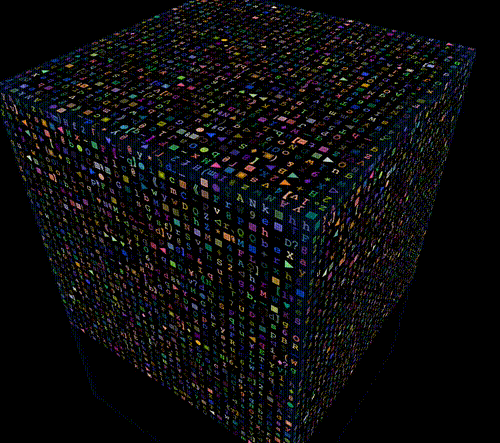 五面动态变化的3D立方体动画