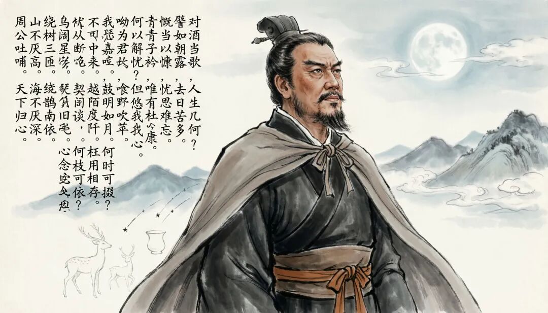 Qwen-Image-2.0生成的全文《短歌行》海报