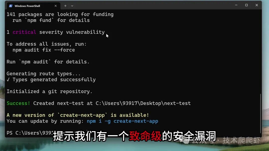 npm 安装后提示存在一个严重级别漏洞