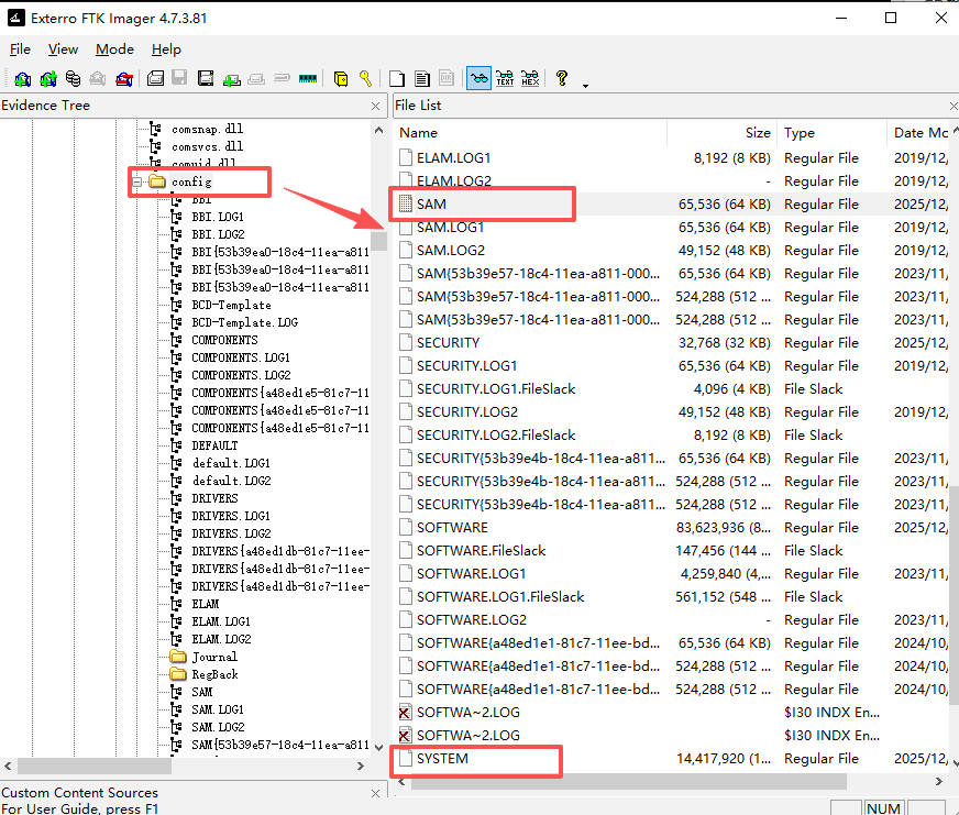 导出SAM和SYSTEM文件
