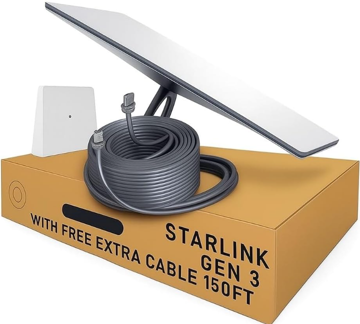 Starlink GEN 3 终端套件，包含天线、电缆和电源模块