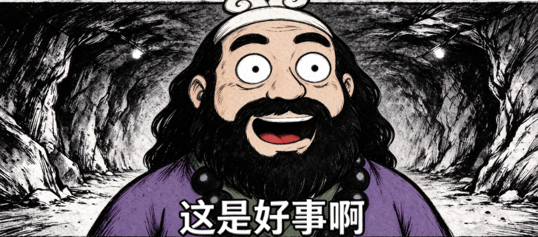 Agent生成的黑白地下风封面：沙僧瞪眼大喊“这是好事啊”