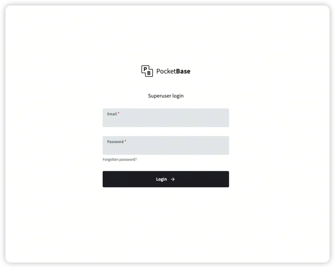 PocketBase 超级用户登录界面