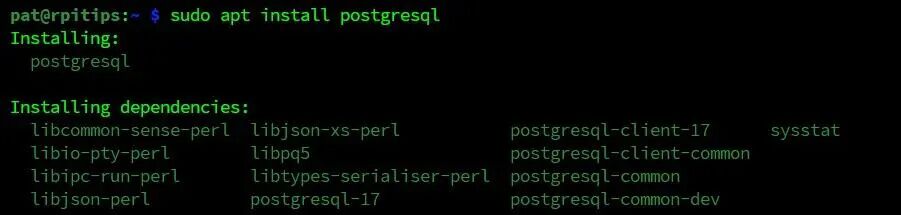 安装 postgresql 的终端截图