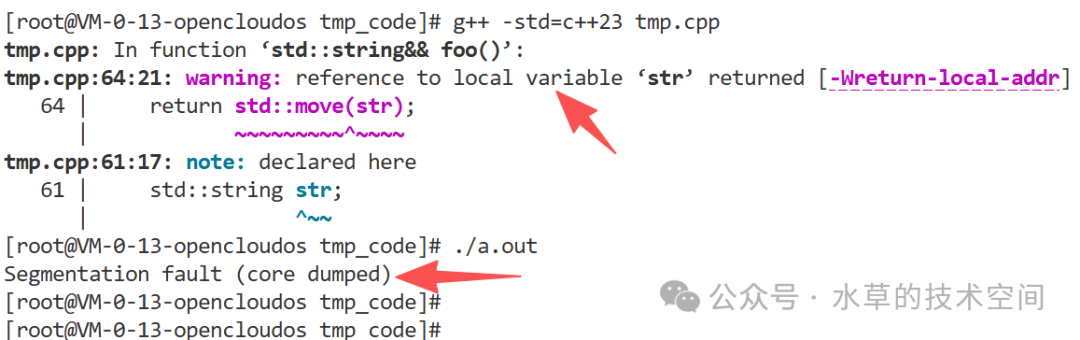 C++代码编译警告与段错误示例