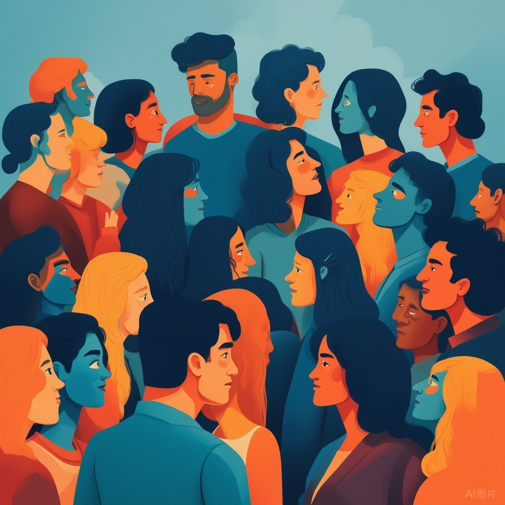 人群侧面视角插画，象征OKR需要解决的组织对齐问题