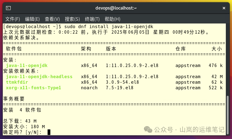 安装 Java 21 OpenJDK 软件包
