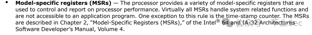 Intel手册中关于MSR的说明