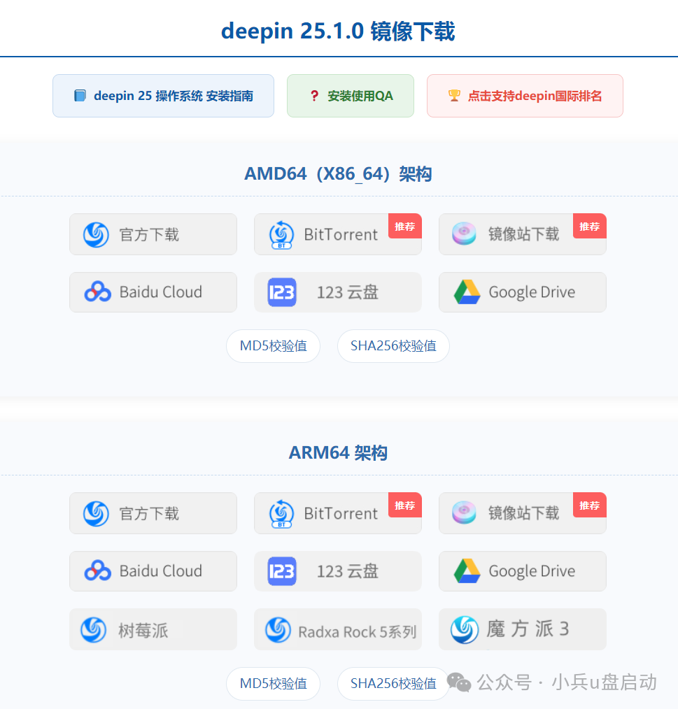 deepin 25.1 官方下载页面