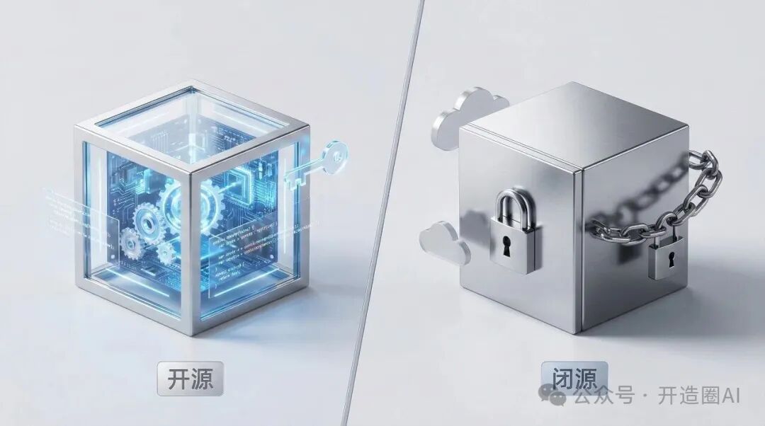 开源与闭源技术对比示意图