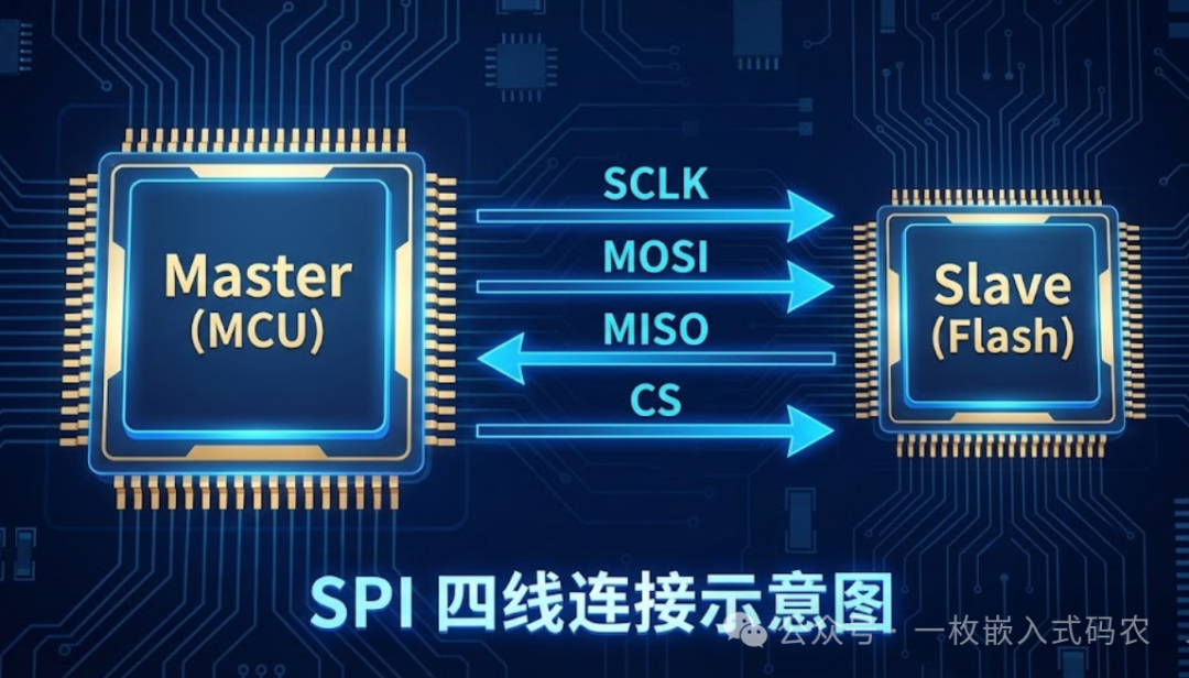 SPI 四线连接示意图