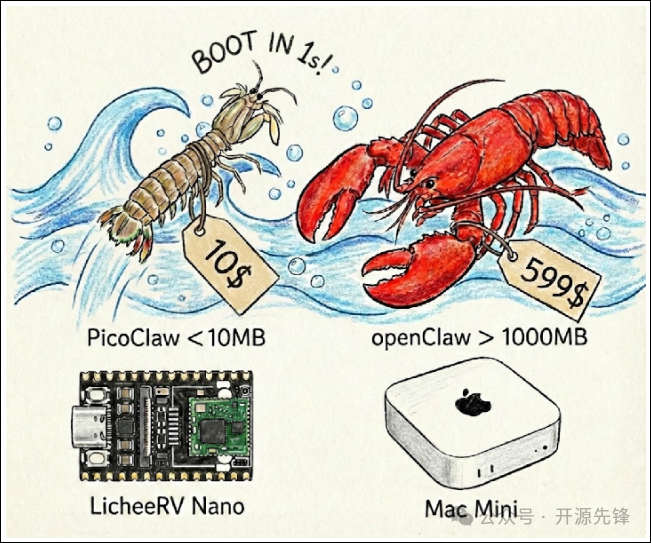 PicoClaw(低成本)与OpenClaw(高成本)硬件对比插图