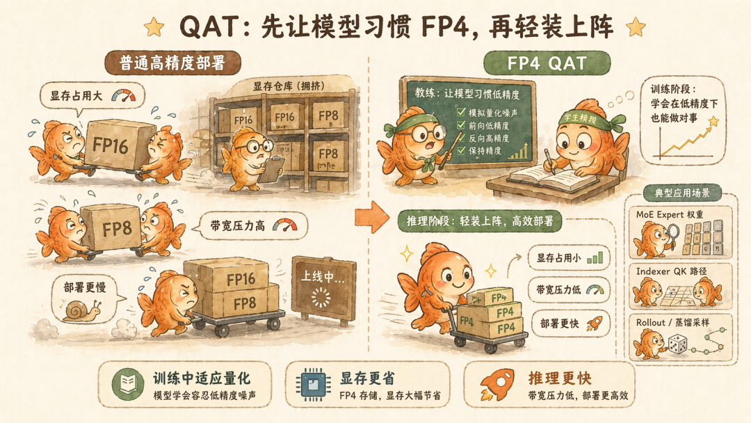 QAT：让模型先习惯 FP4，再轻装上阵