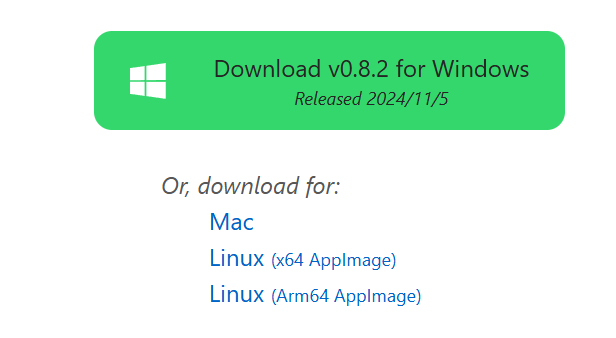 Tangent 官方下载页面 Windows 版本截图