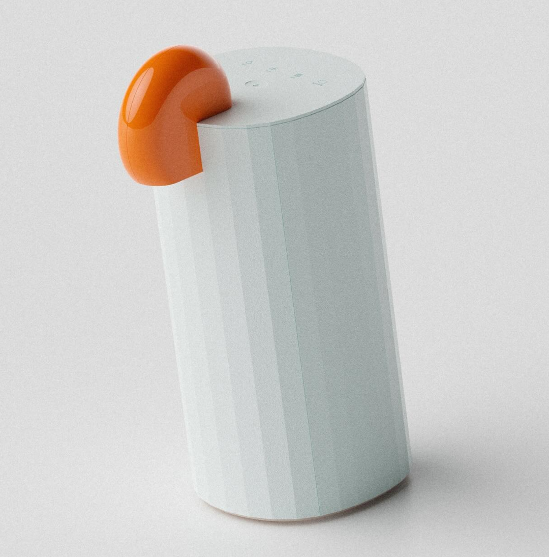 竖向条纹圆柱与橙色半球