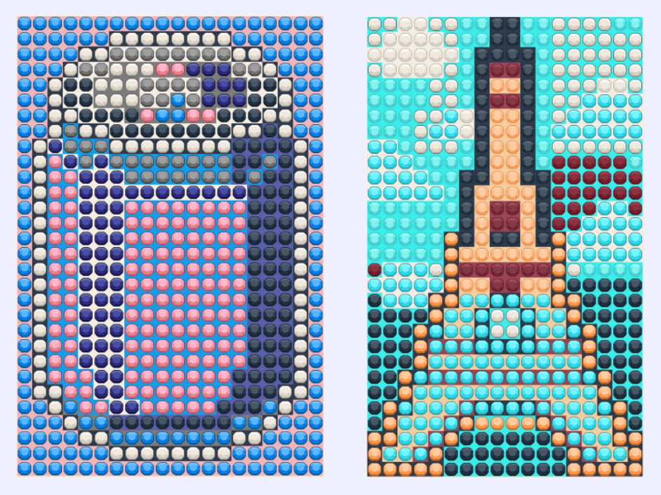 Jewel Coloring游戏图案示例:饮料杯与吉他手