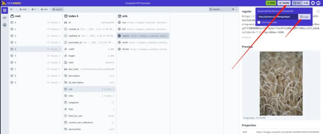 JSON Hero生成数据分享链接功能