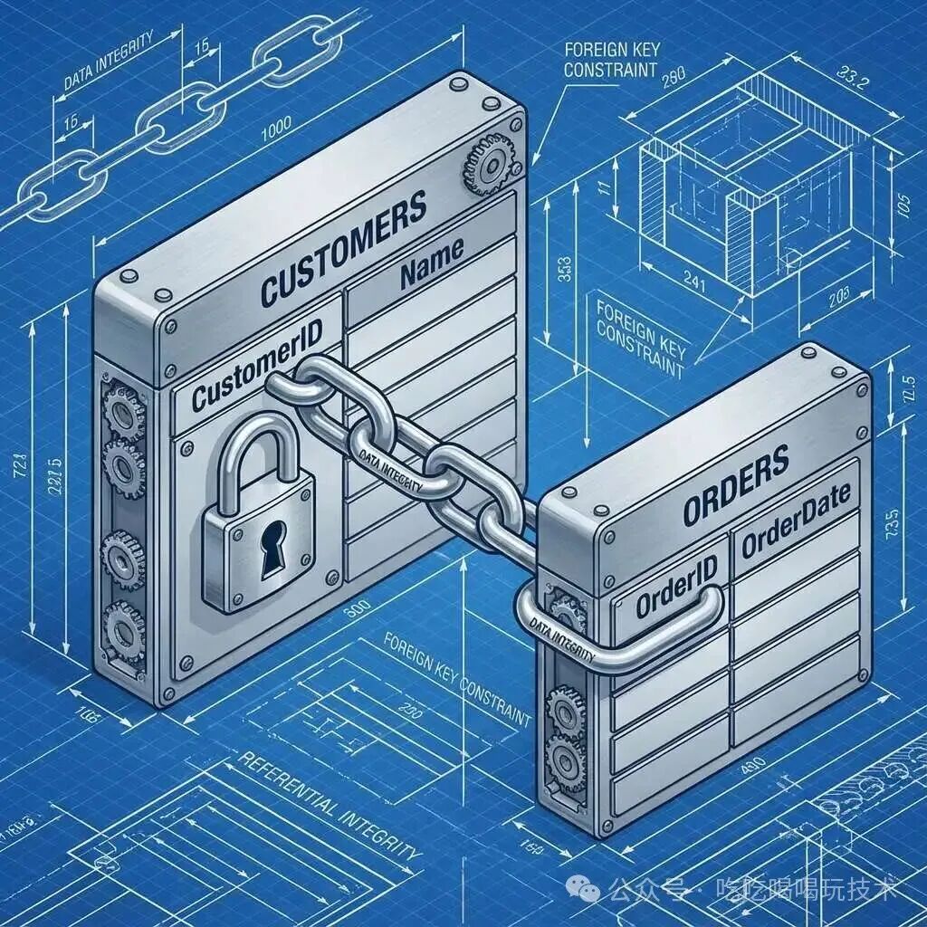 MySQL 8.4 外键约束变更示意图