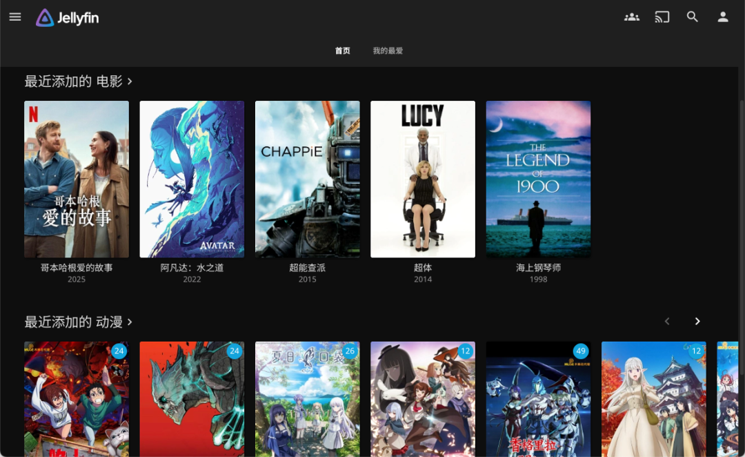 Jellyfin应用首页