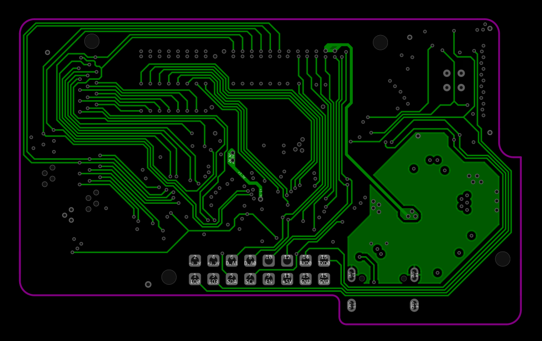 IOX-77 开发板 PCB 铺铜与走线布局图