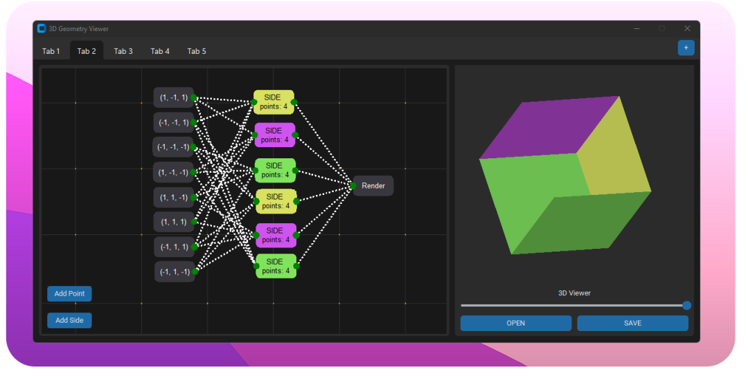 TkNodeSystem 3D几何查看器节点图界面