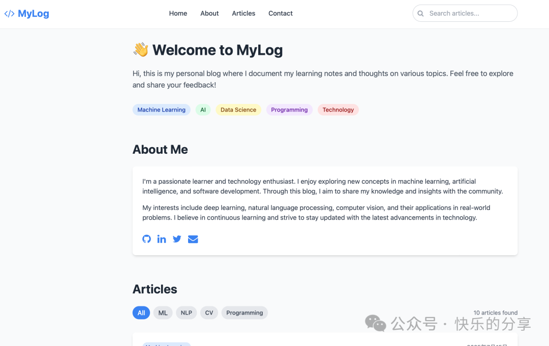GitHub Pages博客示例页面