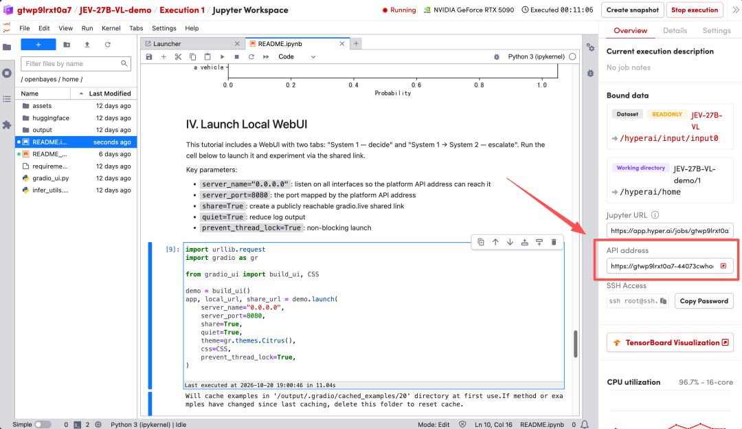Jupyter Workspace：API地址查看