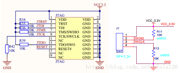 STM32 JTAG与SWD调试接口电路原理图