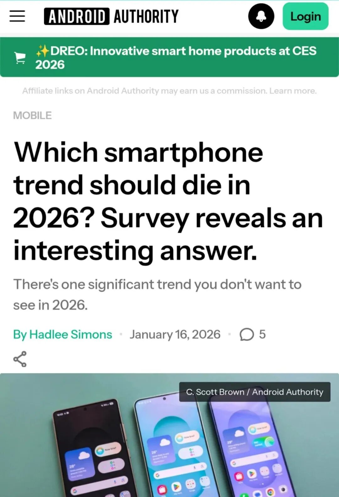 Android Authority网站调研文章截图